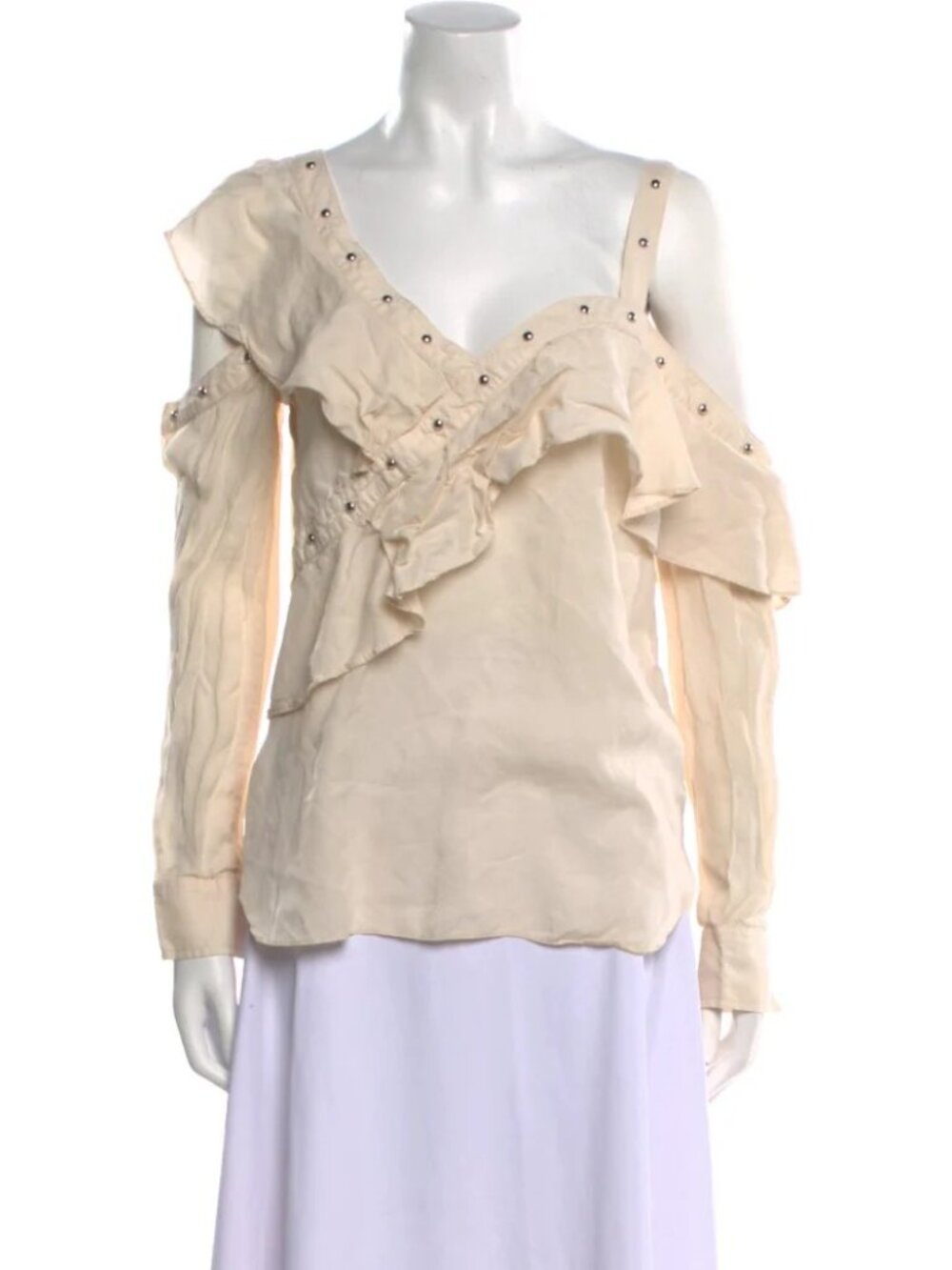 Veronica Beard Off the shoulder cream blouse size 6 MINT silver studs